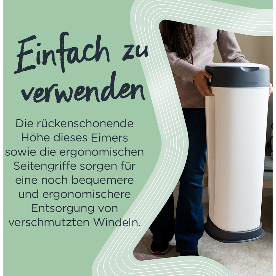 Tommee Tippee Windeleimer Twist & Click Sangenic XL, inkl. vier Kassetten mit nachhaltig gewonnenem, antibakteriellem Greenfilm in weiß
