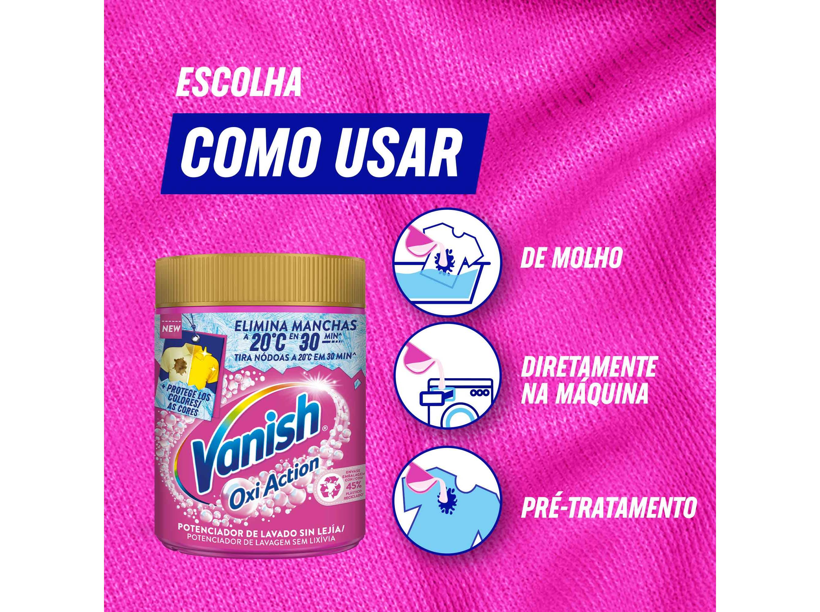 ADITIVO TIRA NÓDOAS PÓ OXI ACTION PINK VANISH 800G