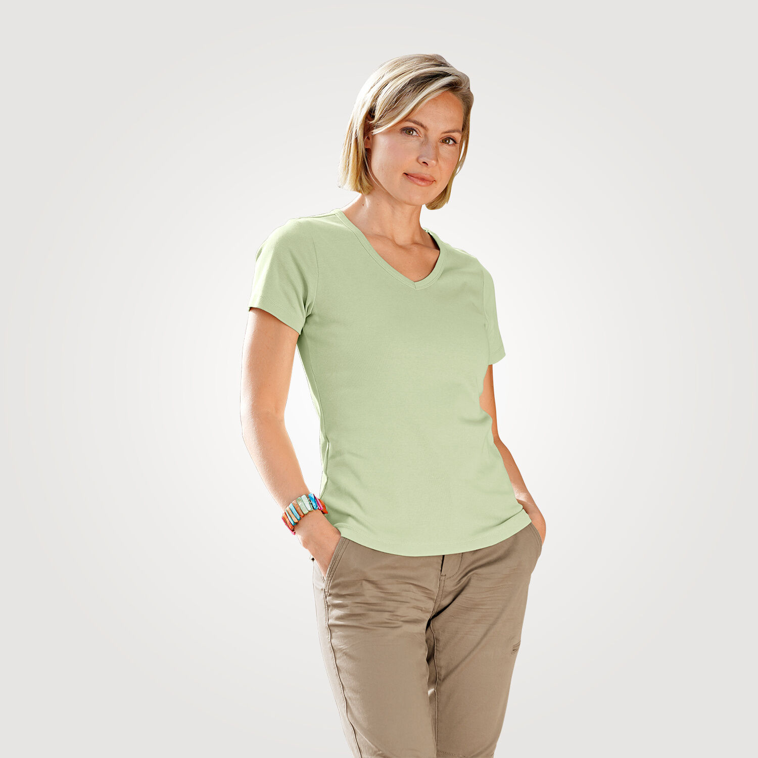 Schlichtes V-Neck Damen T-Shirt