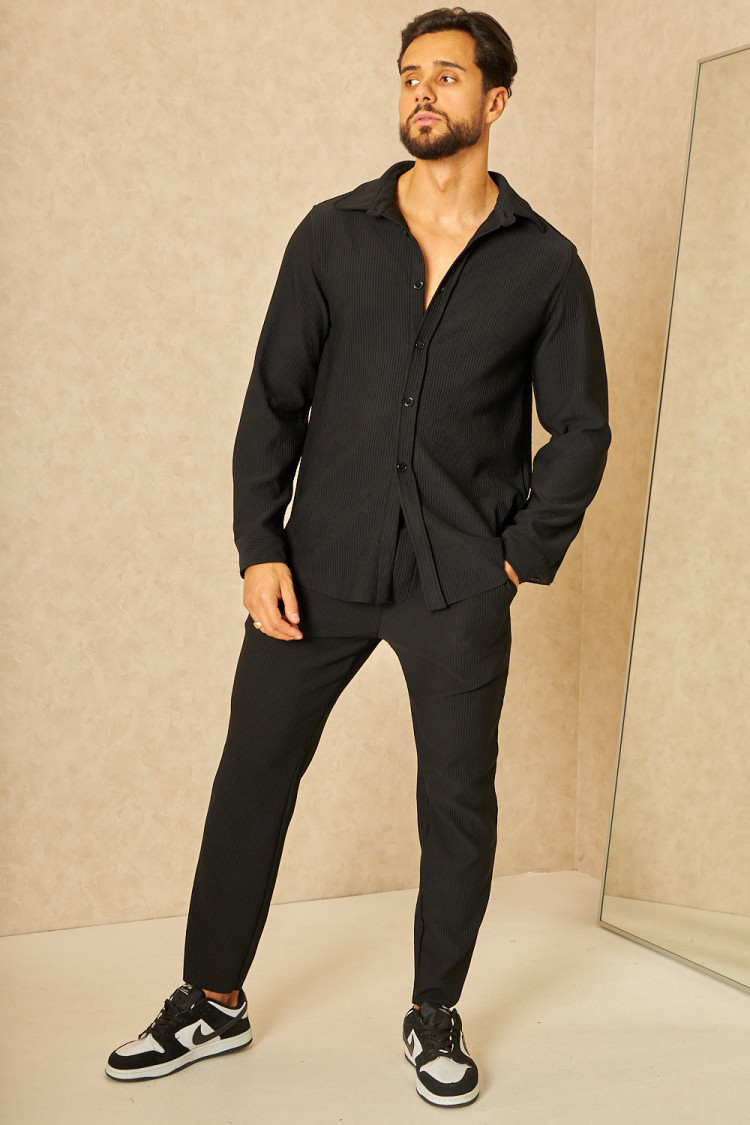 Chemise fluide épaisse texturée noire