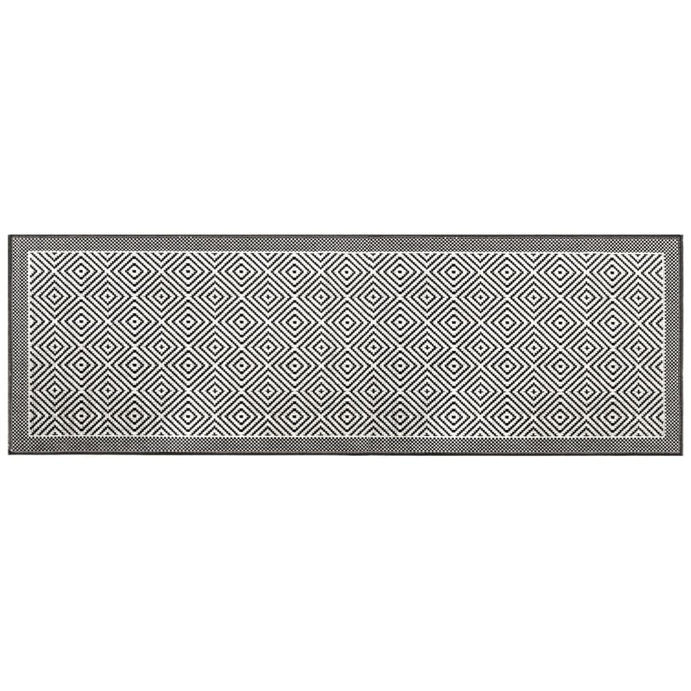 Tapis d'extérieur gris et blanc 80x250 cm design réversible