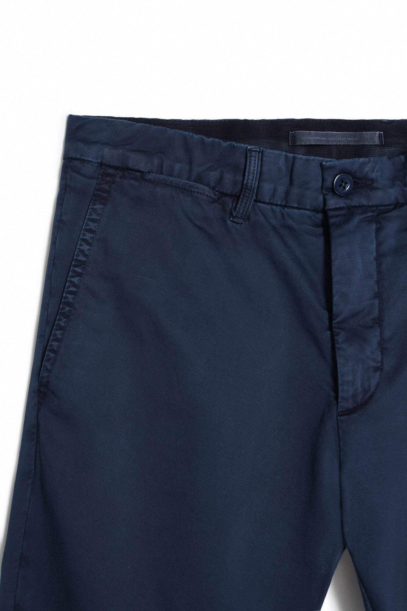 Calças chinesas slim com cintura elástica - Azul marinho