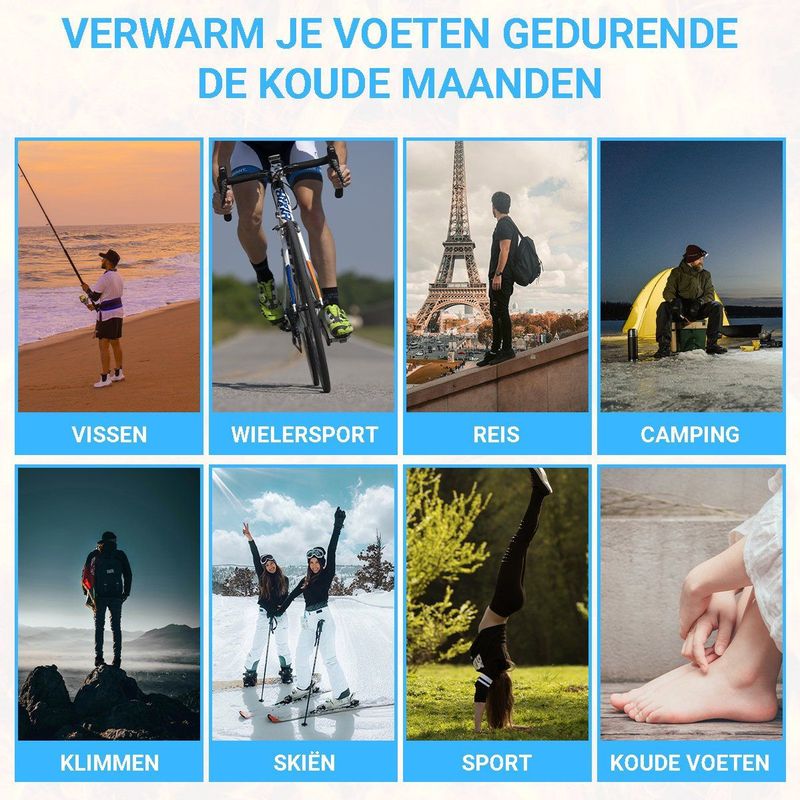 Fleau Home - Verwarmde Sokken - Zwart - Antislip - Massage Effect