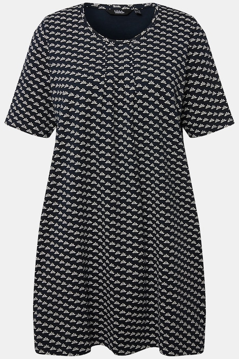 T-Shirt, gemustert, A-Linie, Rundhals, Halbarm