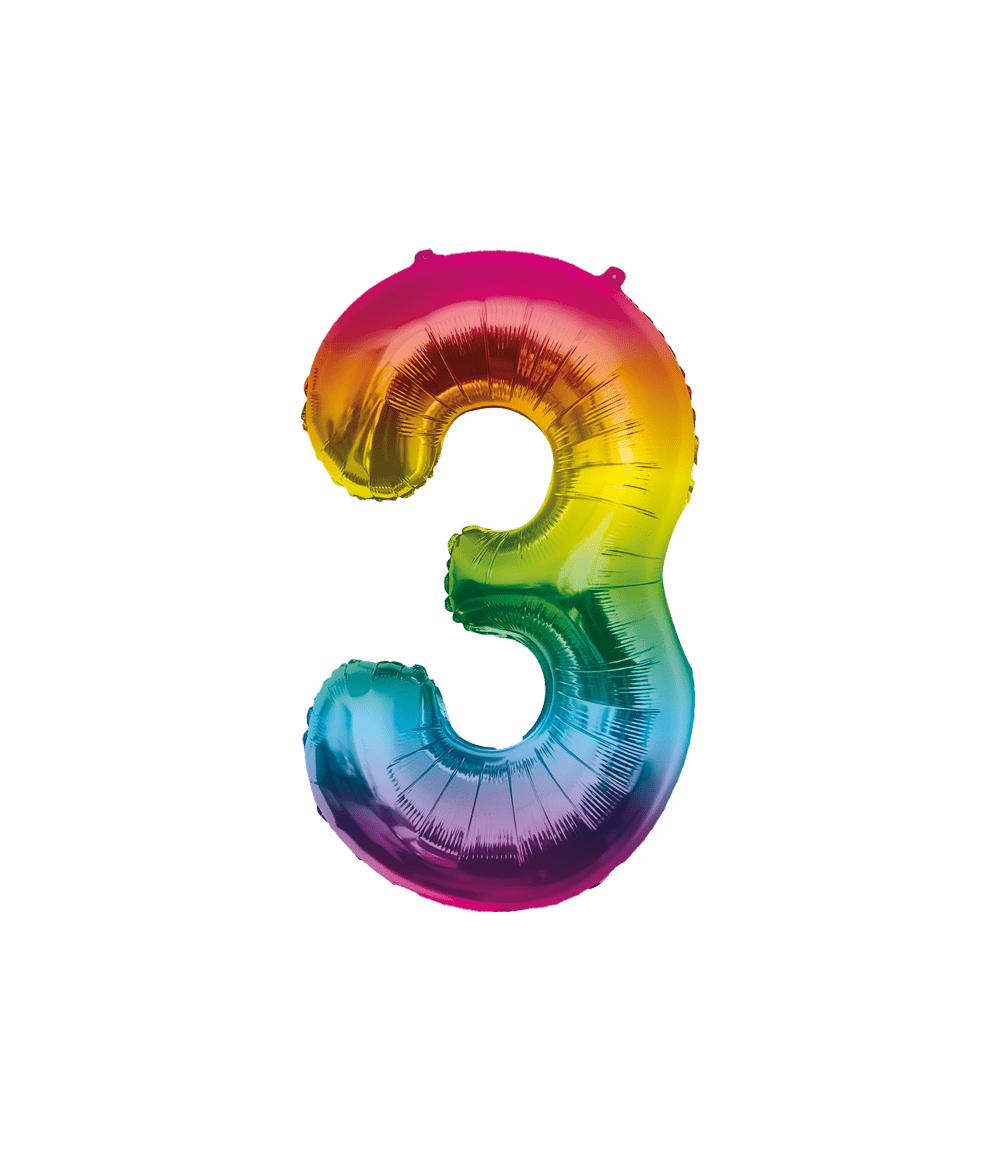 3 Jaar Helium Ballon Regenboog Leeg 86cm