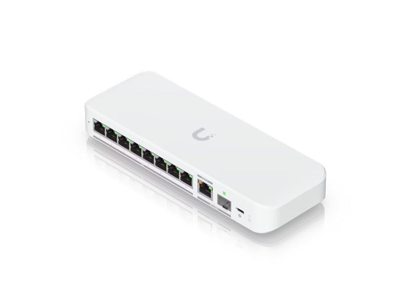 Ubiquiti Switch UniFi Flex 2.5G 9 Port Kompakter 8-Port 2.5-GbE-Switch mit 10-GbE-RJ45/SFP -Uplink und flexibler Stromversorgung über USB-C oder PoE