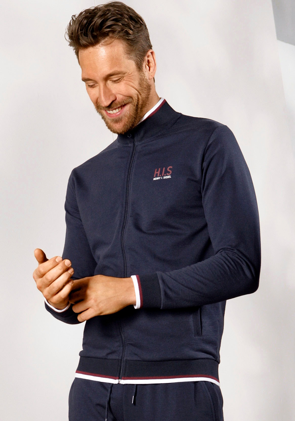 H.I.S Sweatjacke , Stehkragen mit Streifen