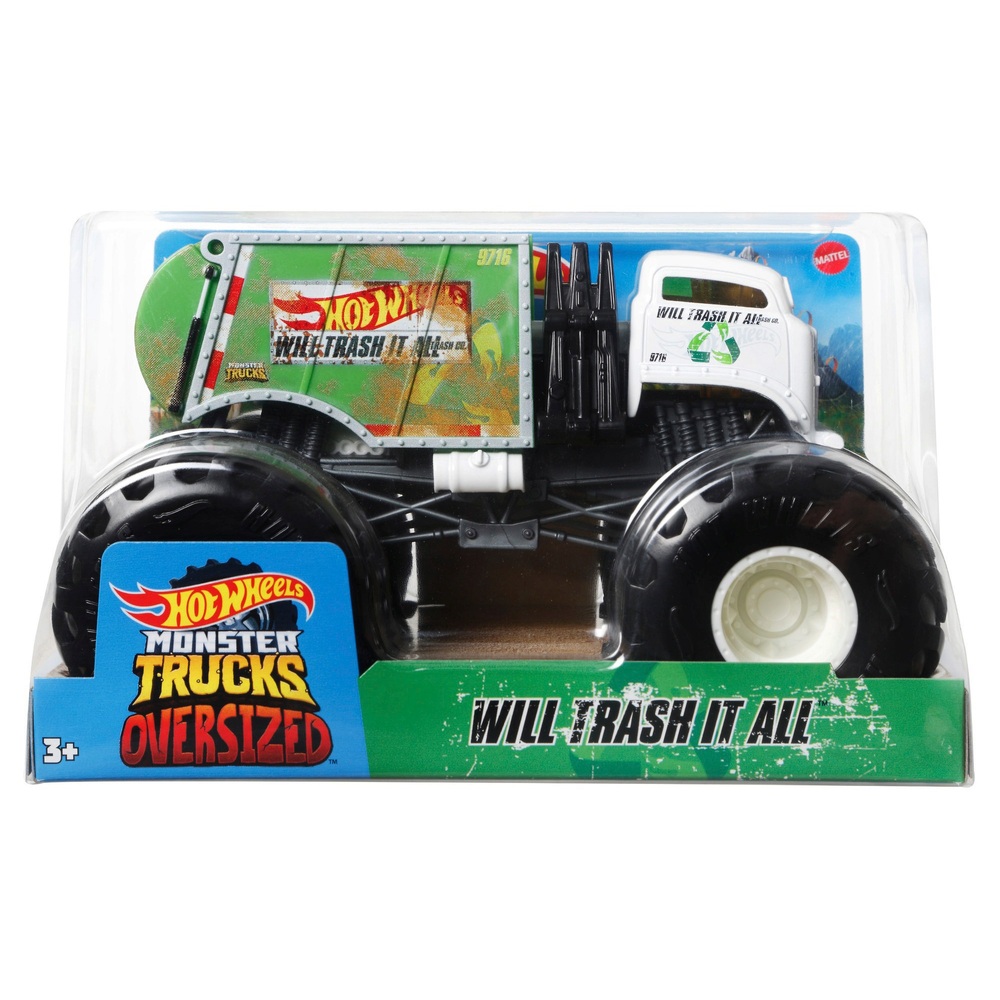 Hot Wheels Monster Trucks im Maßstab 1:24 – Will Trash It All Die-Cast Spielzeugfahrzeug