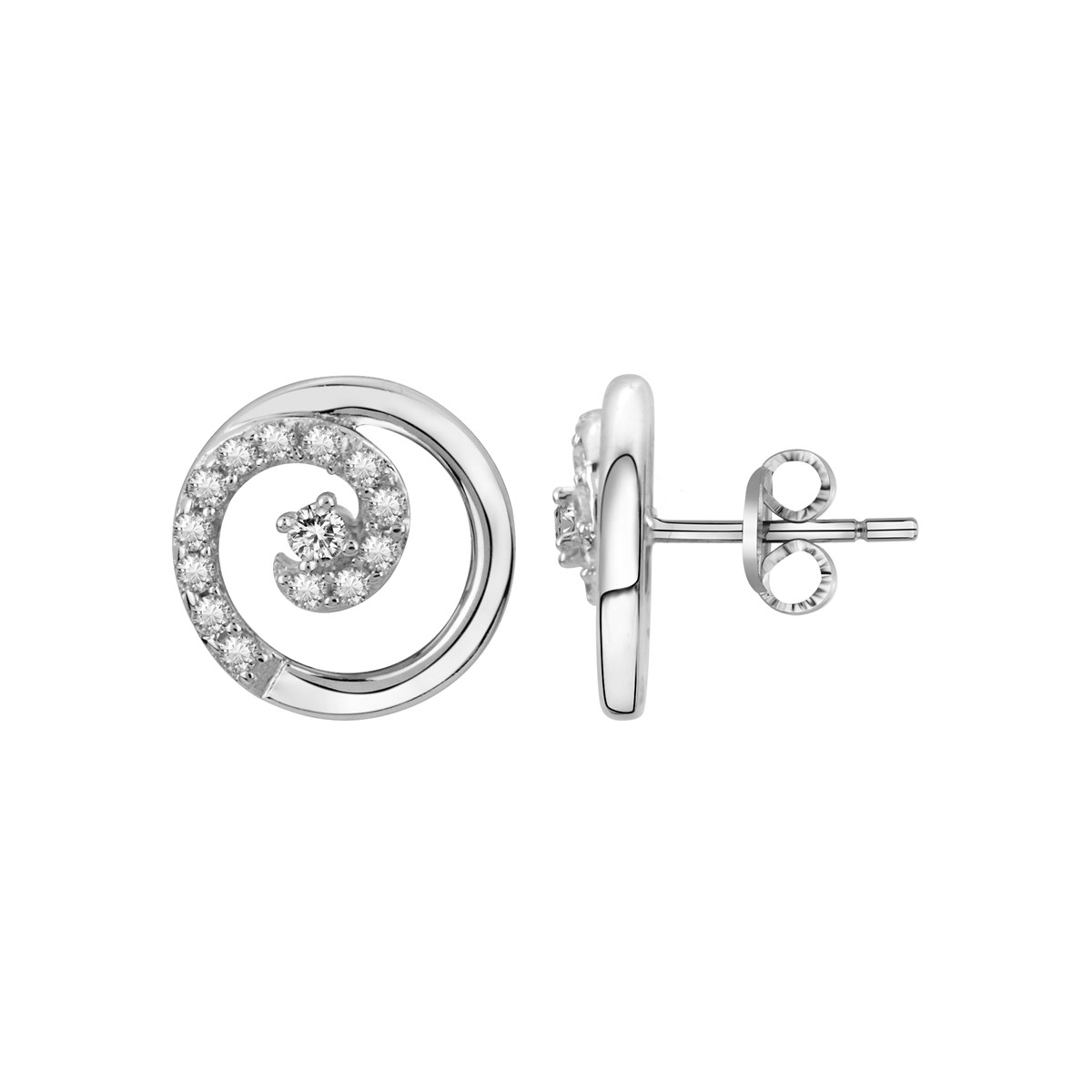 Boucles d'oreilles puces en Argent avec oxyde de zirconium blanc