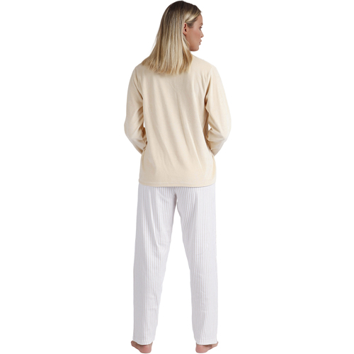Admas - Pijama pantalón top manga larga Comfort Home Beige