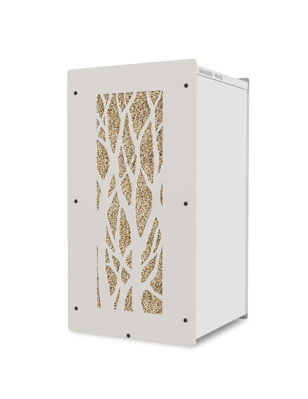 Rangement à granulés de bois 55Kg blanc arbre