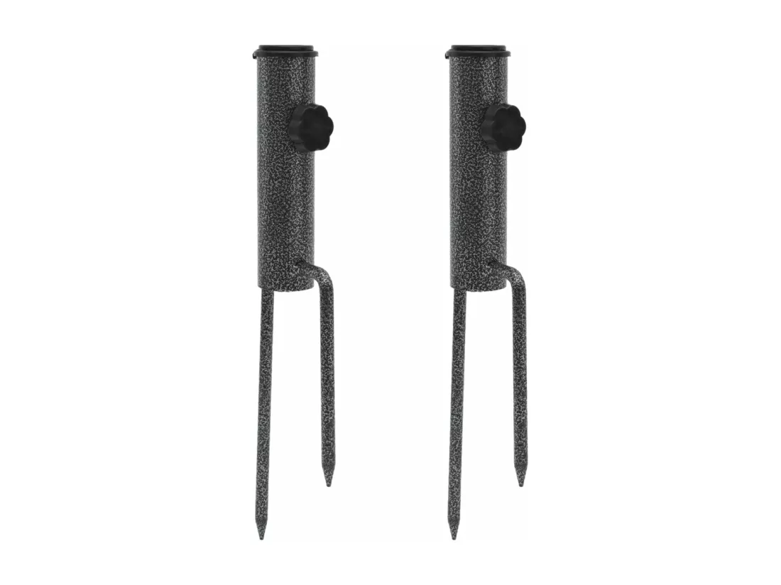 Prolenta Premium - Support de parasol avec piquets 2 pcs 9x35 cm acier galvanisé