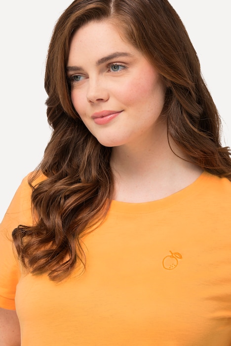 T-Shirt, Pfirsich, Rundhals, Halbarm, Biobaumwolle