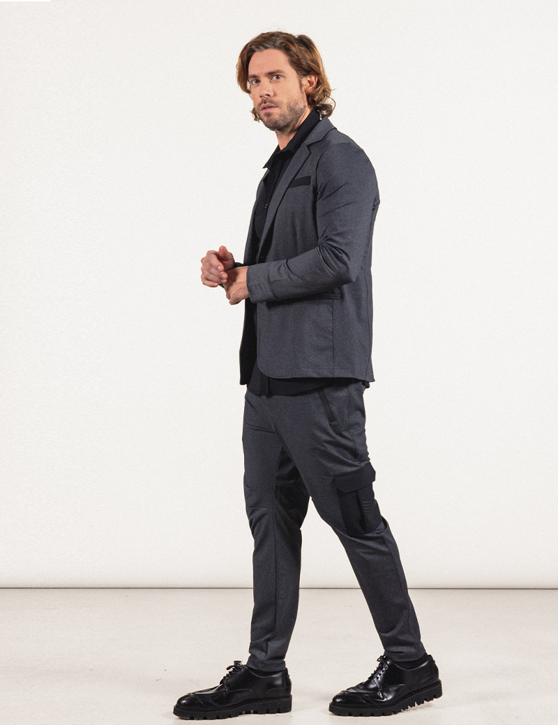 HBT BASICS| DAN BATTLE PANTALON HOMME GRIS CHINÉ