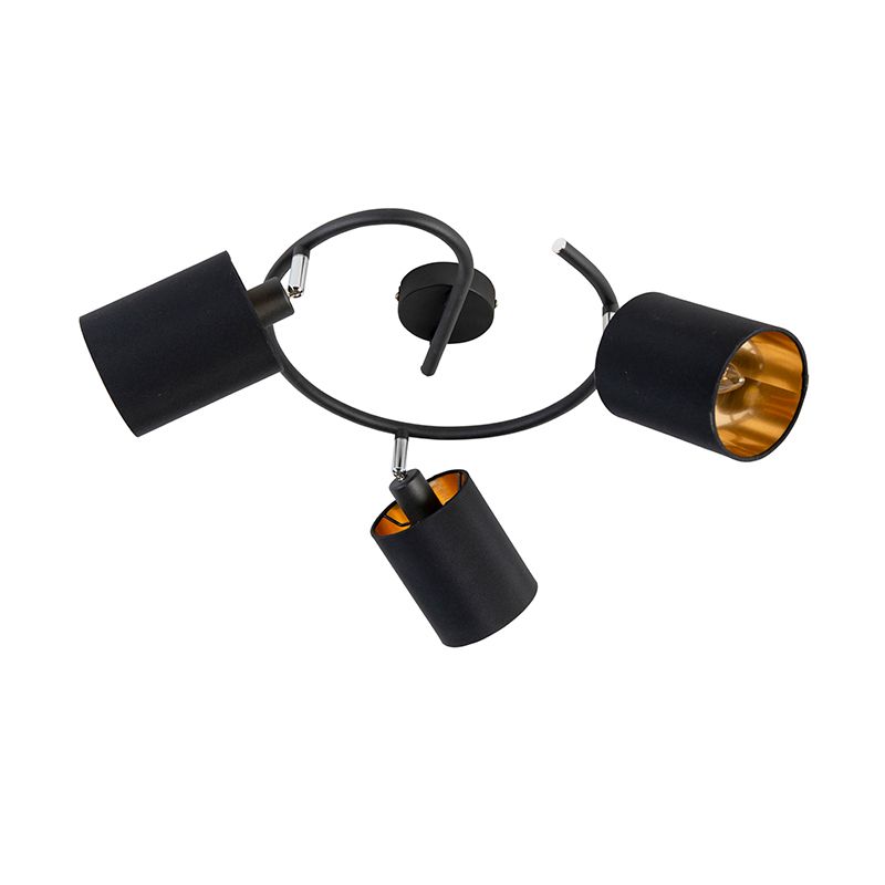 Moderne plafondlamp zwart 3-lichts - Lofty