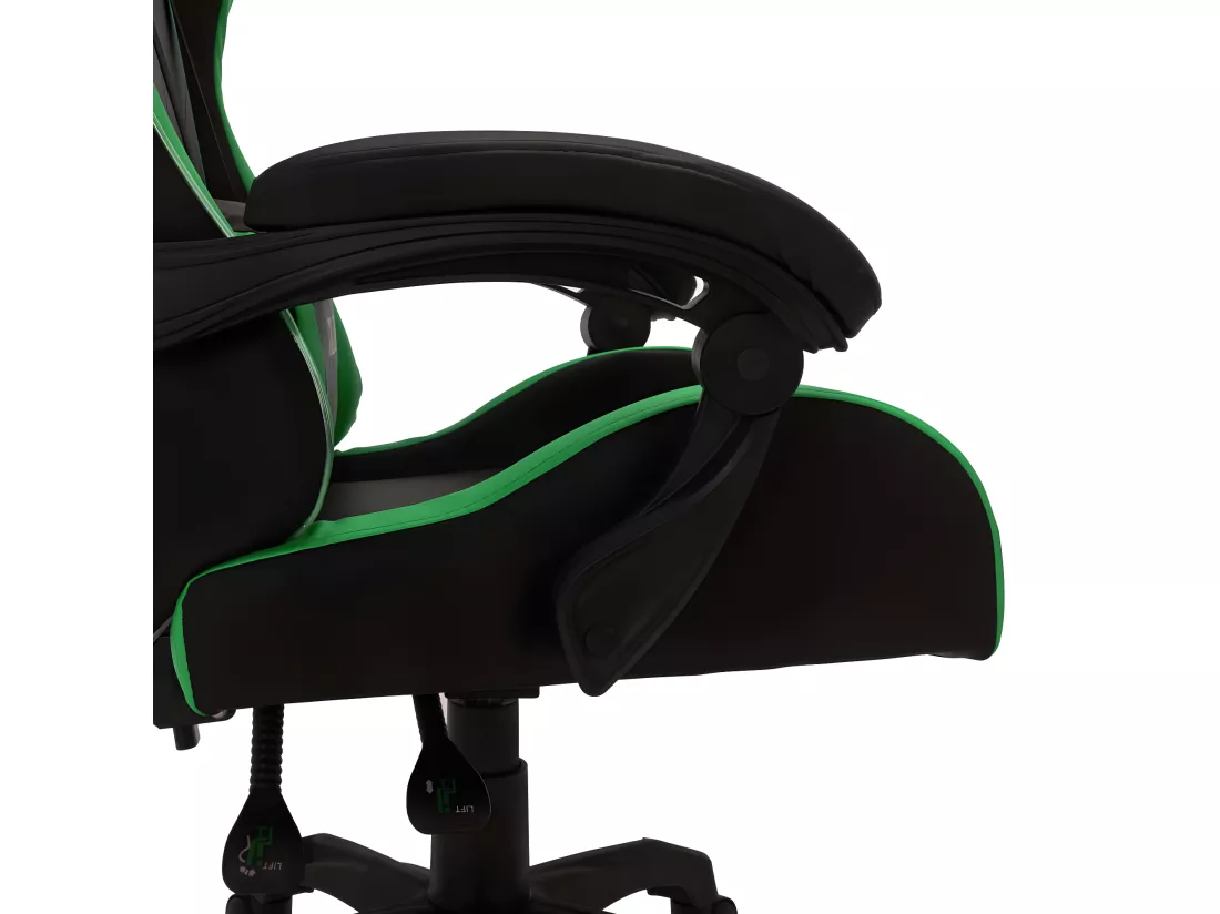 Fauteuil de jeux vidéo avec LED RVB Vert et noir Similicuir
