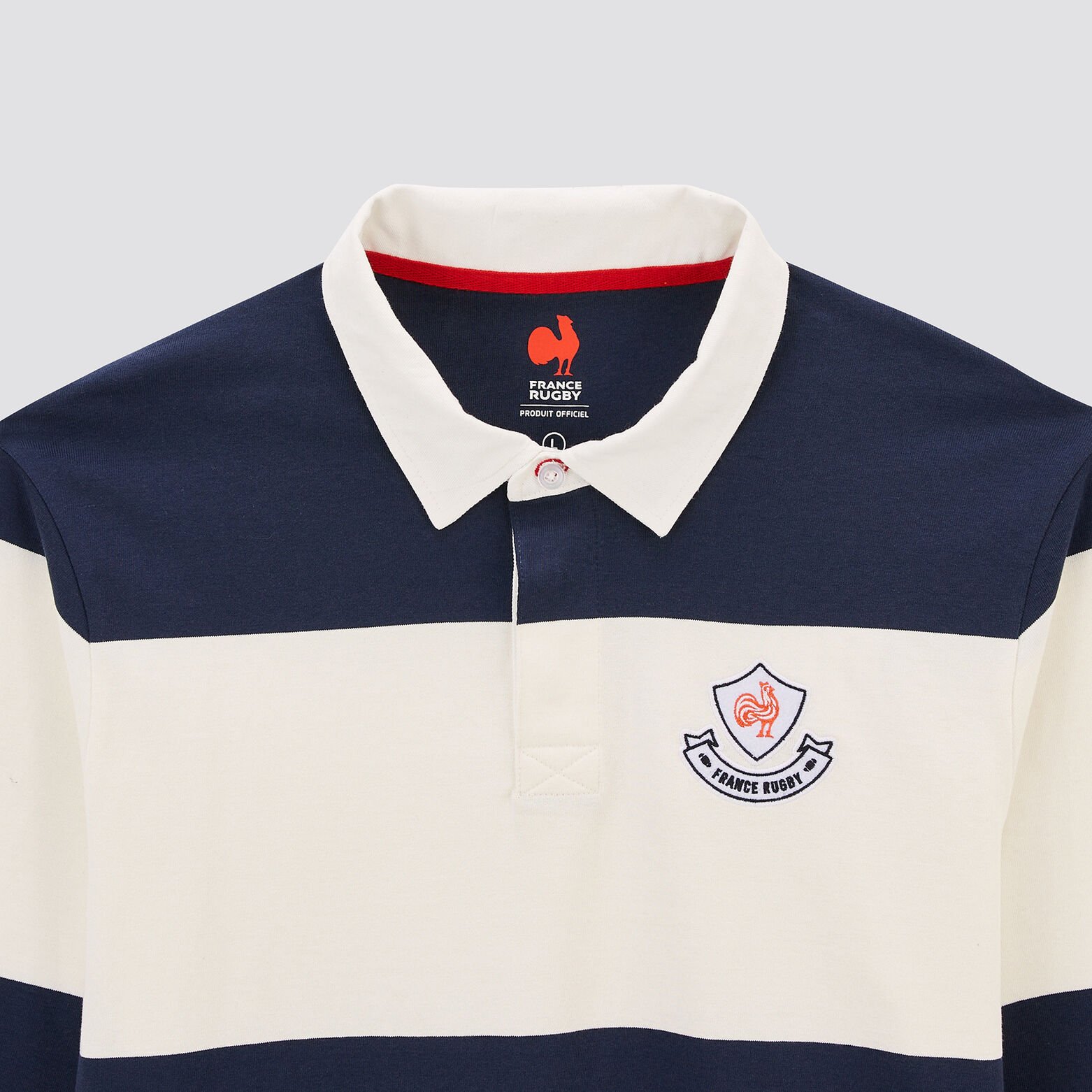 Polo manche longue licence France rugby Ecru