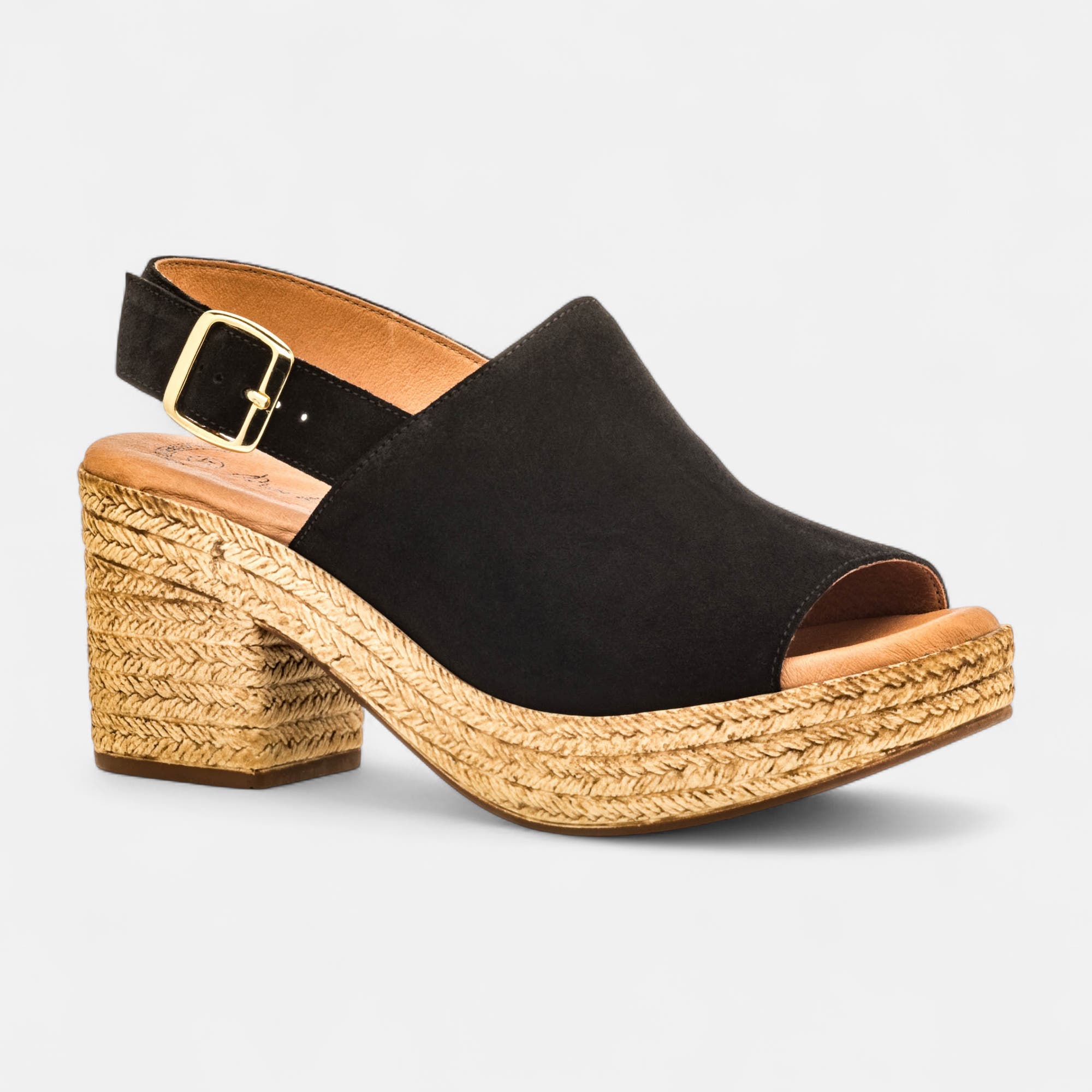 Sandales à talon Femme en cuir noir