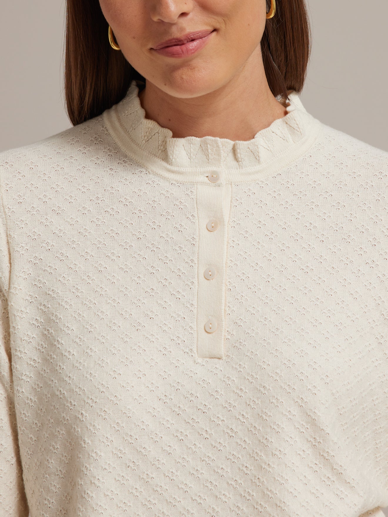 Pull polo col froufrou femme coton et cachemire