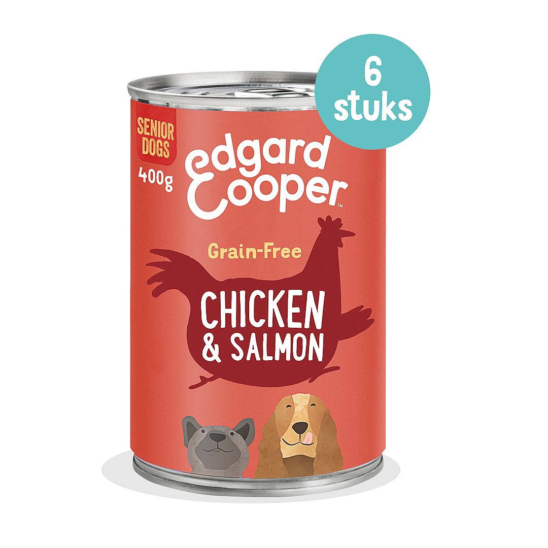 Edgard & Cooper Senior Blikjes Kip en Zalm 6 x 400 gram