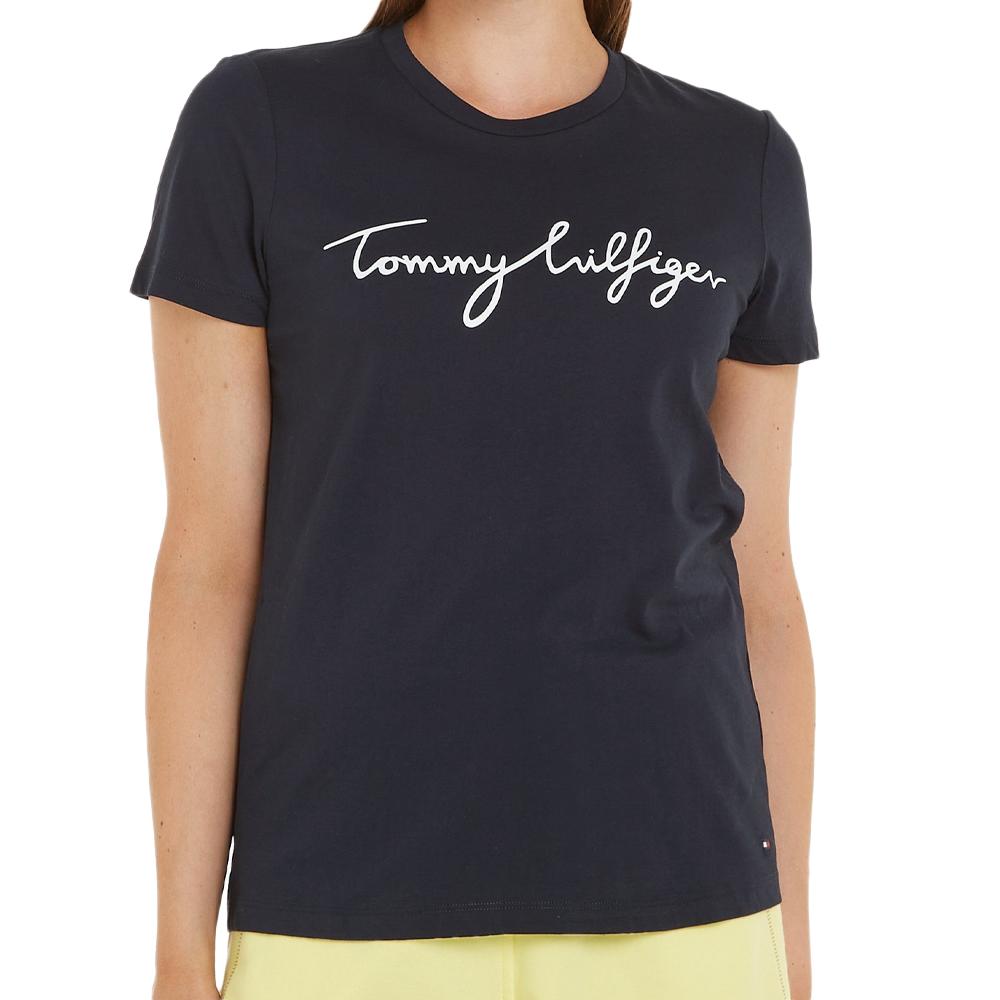Tommy Hilfiger T-shirt Marine Femme Tommy Hilfiger Signature