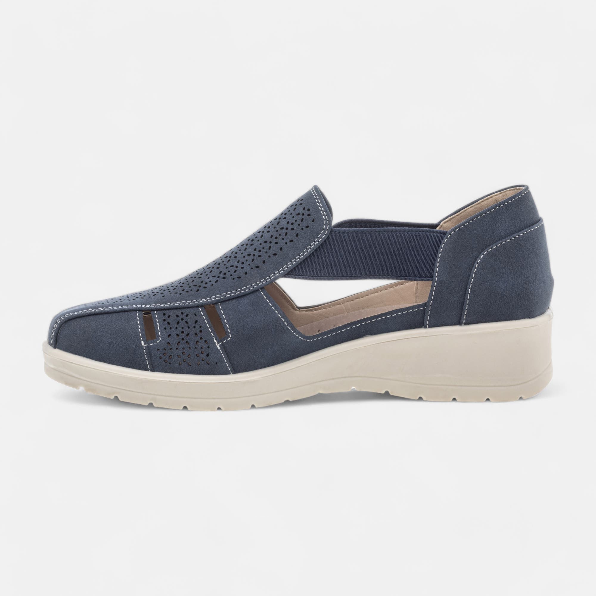 Mocassins pieds sensibles Femme bleu marine