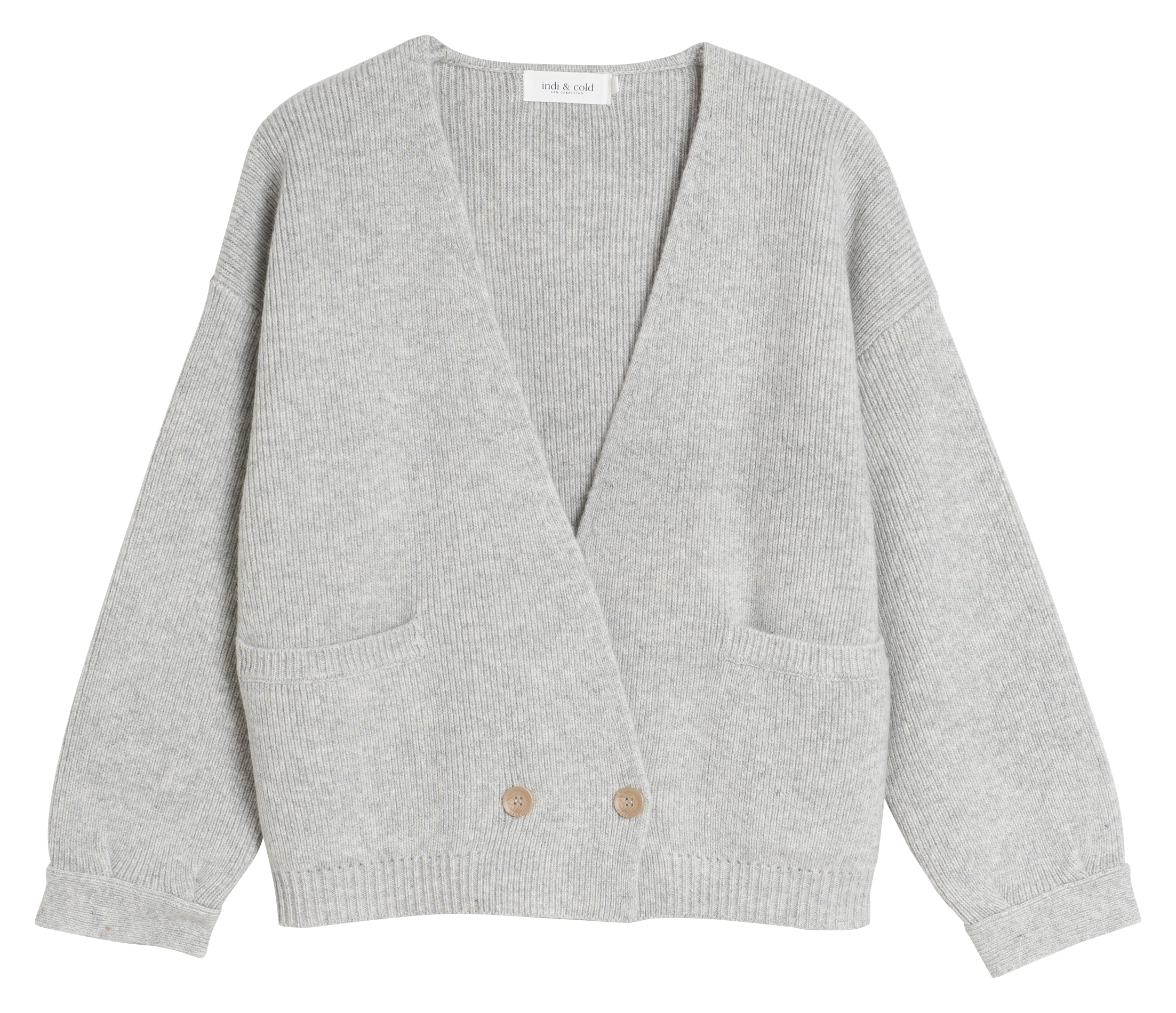 Gilet col V en laine mélangée | Gris