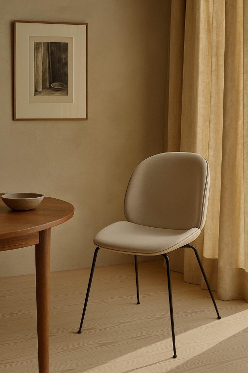 Gubi Beetle eetkamerstoel (Exclusive Edition) Conic zwart onderstel/Vidar 4 (146) Leer Valencia Cashmere