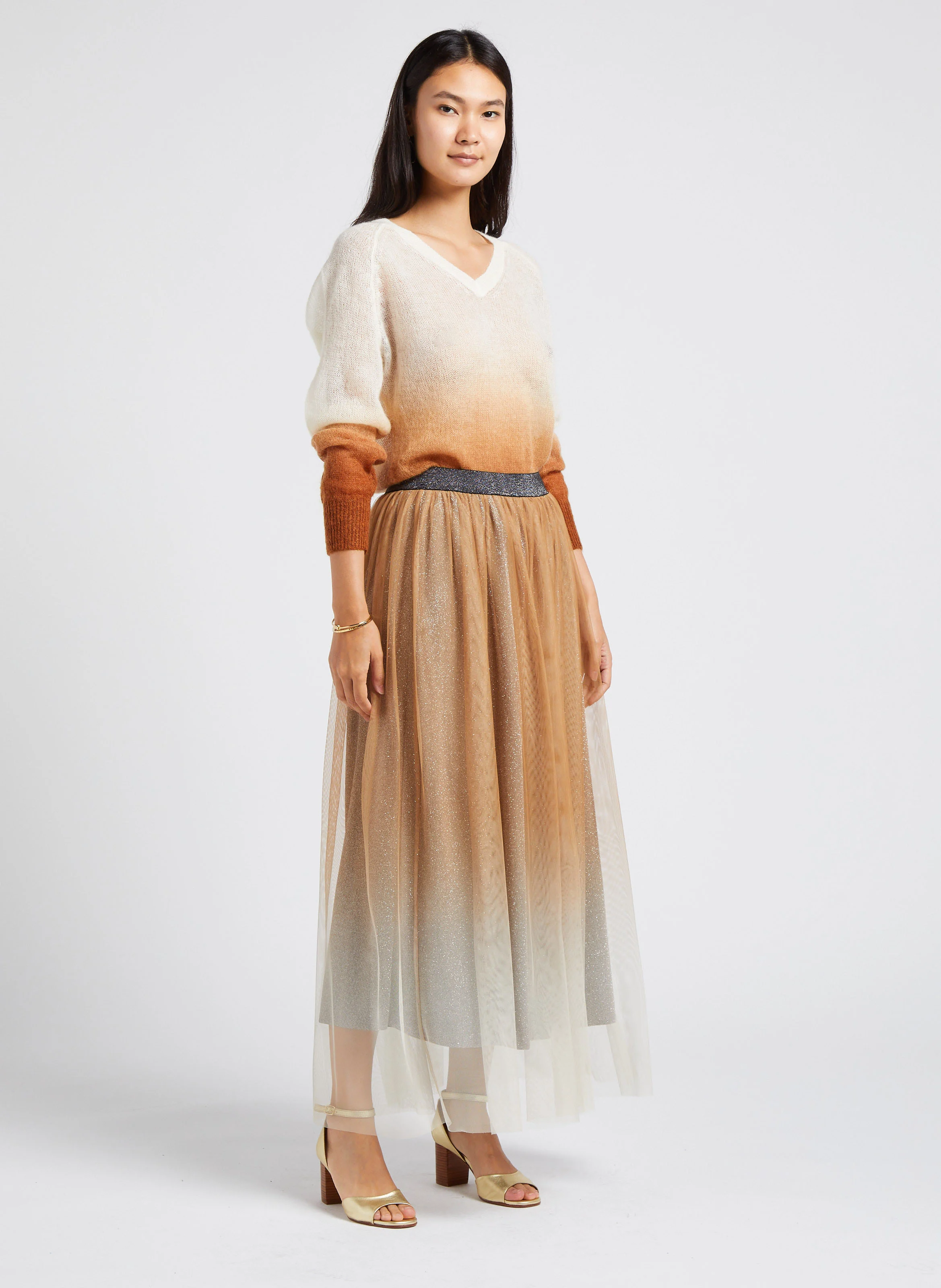 Pull col V en laine mélangée | Blanc