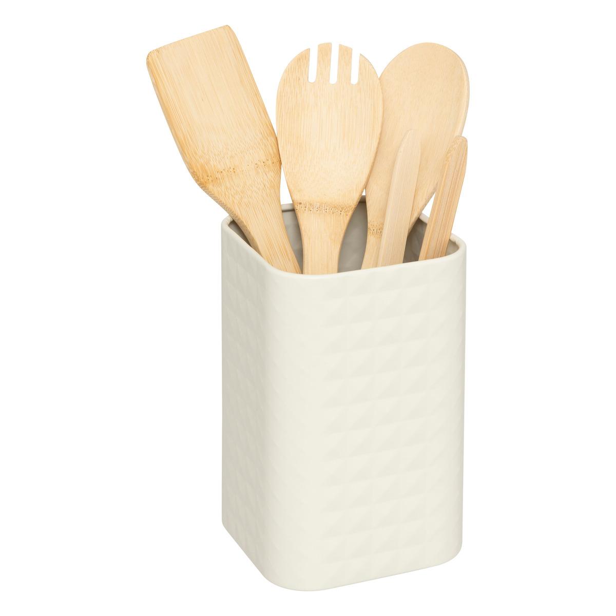 LOT 4 USTENSILES BAMBOU AVEC POT