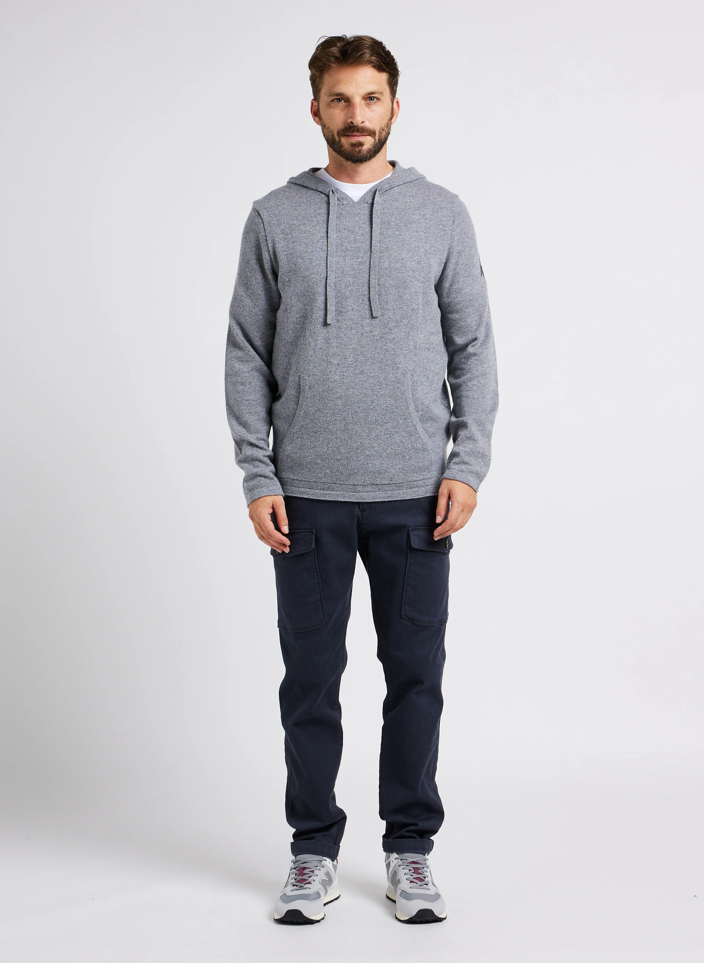 Sweat à capuche droit en cachemire | Gris