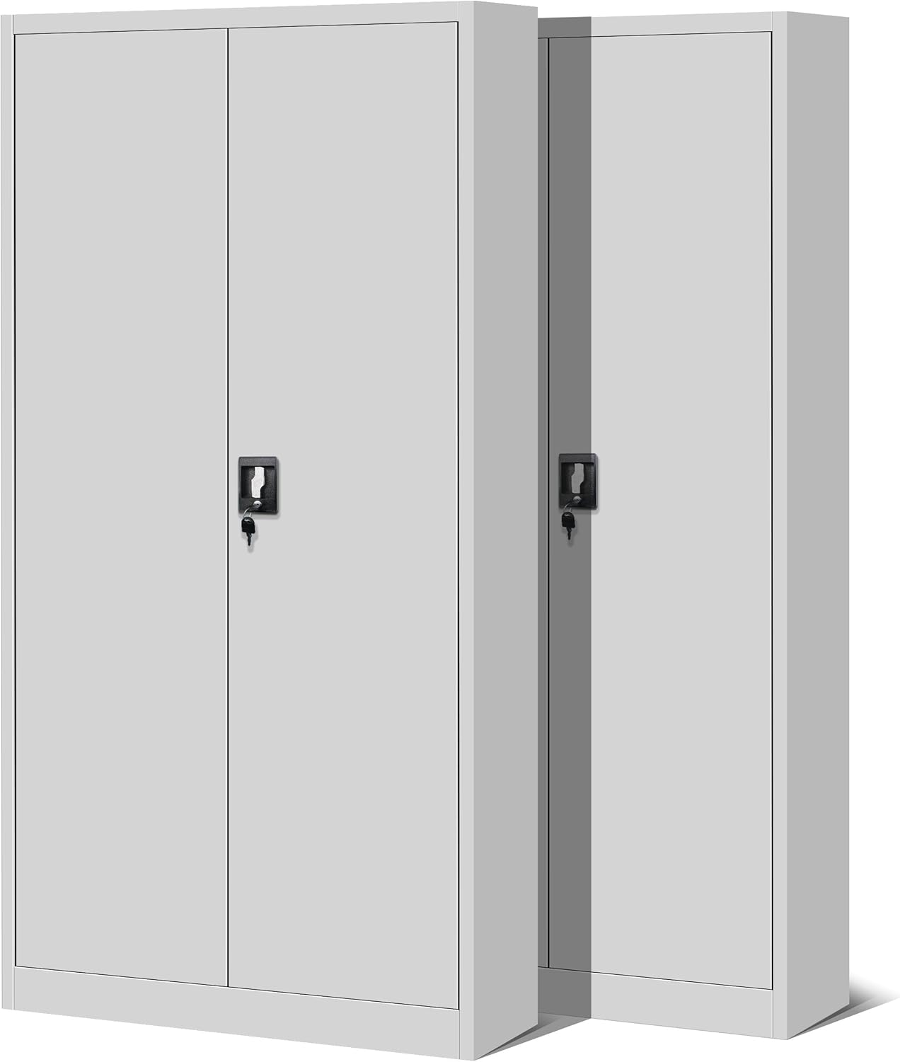 Jan Nowak 2er Set Aktenschrank C001H Büroschrank Metallschrank Werkzeugschrank 4 Einlegeböden Drehgriff Pulverbeschichtung Flügeltürschrank Abschließbar 195 cm x 90 cm x 40 cm (Grau)