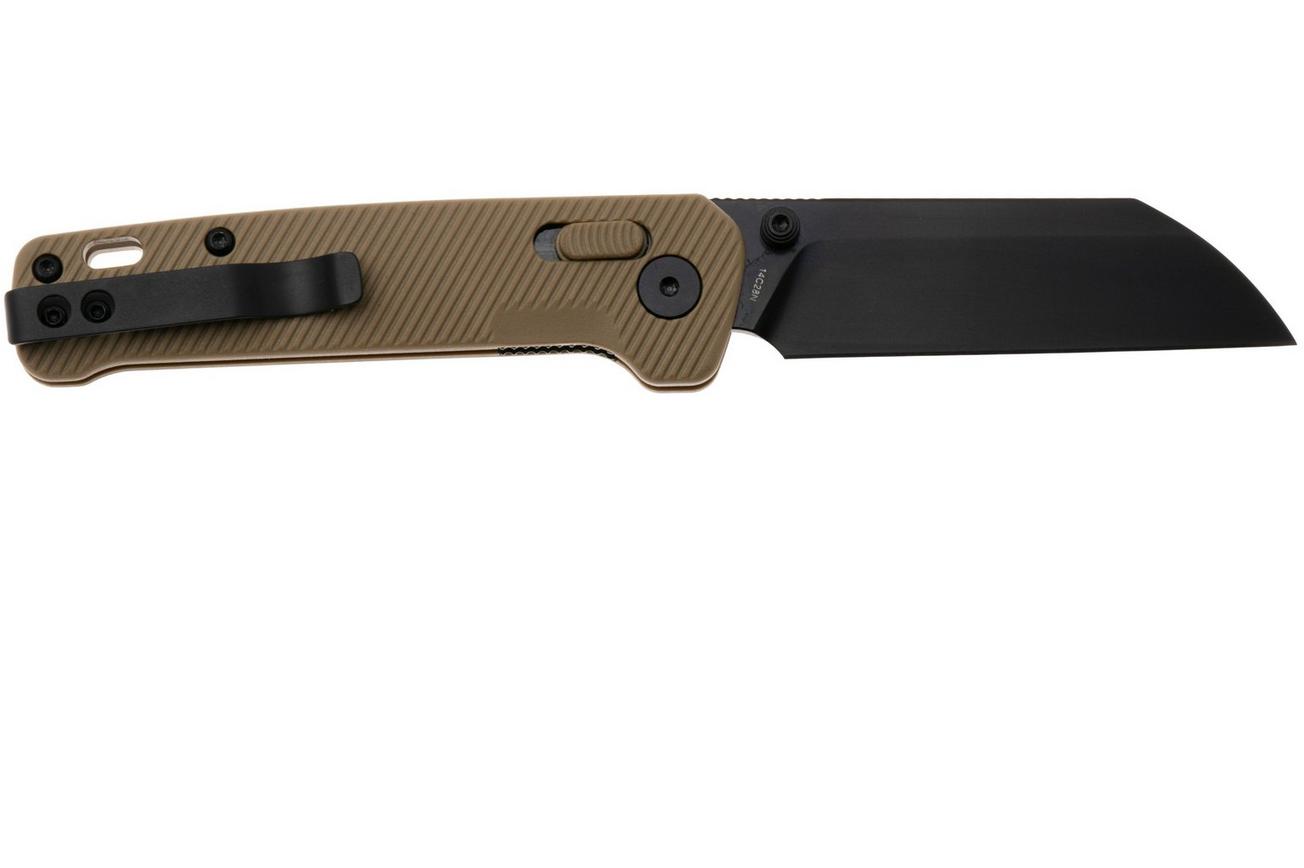 QSP Knife Penguin Glyde QS130GL-C2 PVD 14C28N, Tan FRN, zakmes