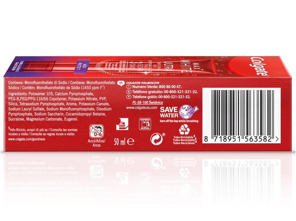 PASTA DENTÍFRICA COLGATE MAXWHITE ULTRA MULTI PPROTEÇÃO 50ML