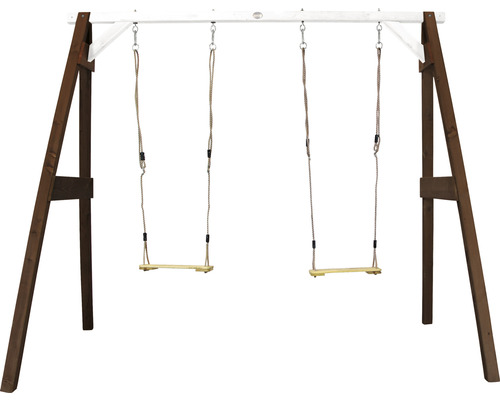 Dubbele schommelset axi hout bruin wit