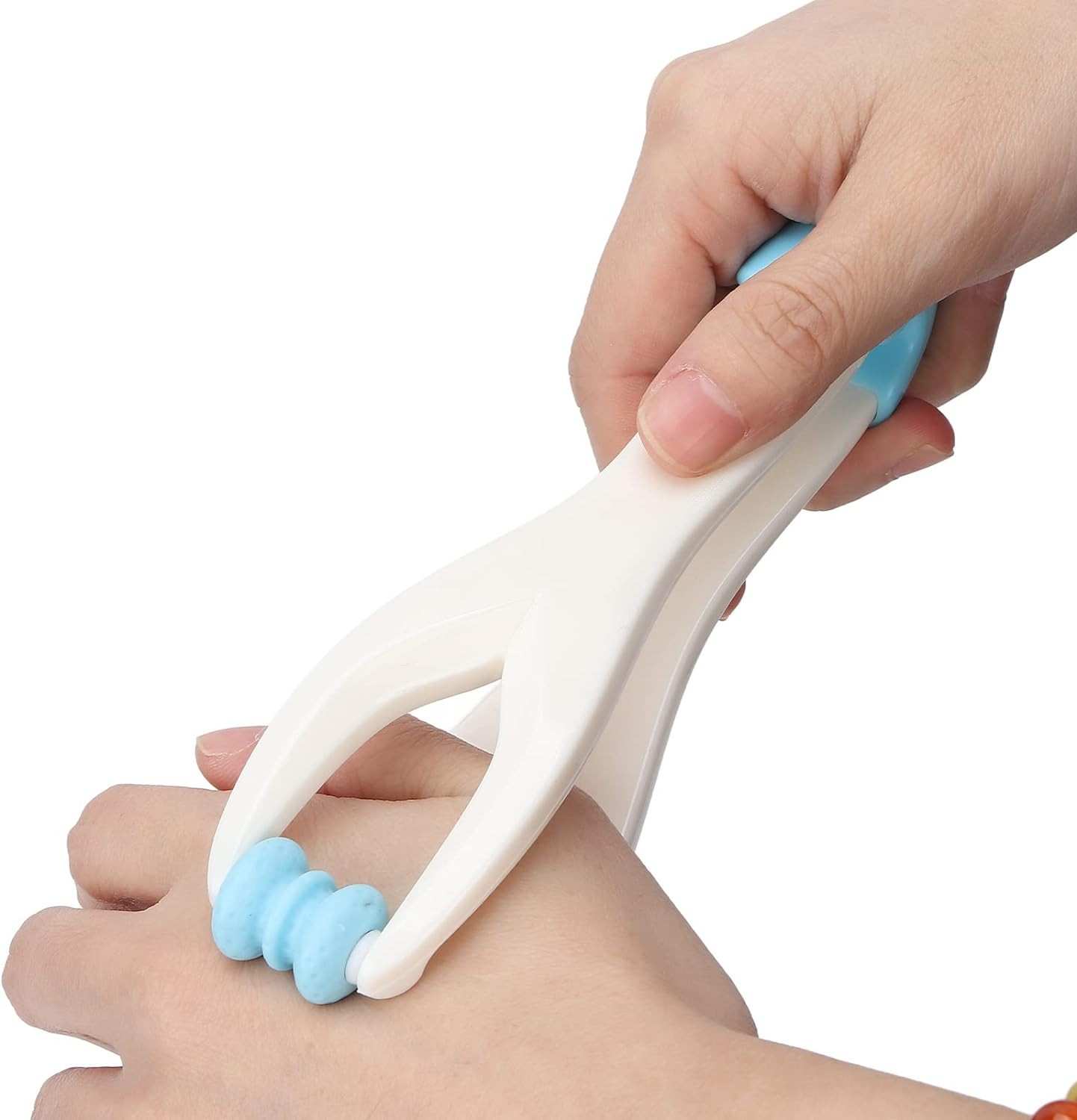 Finger Massage Roller Hand Massage Tool zur Selbstmassage / Entspannung - Weiss / Blau