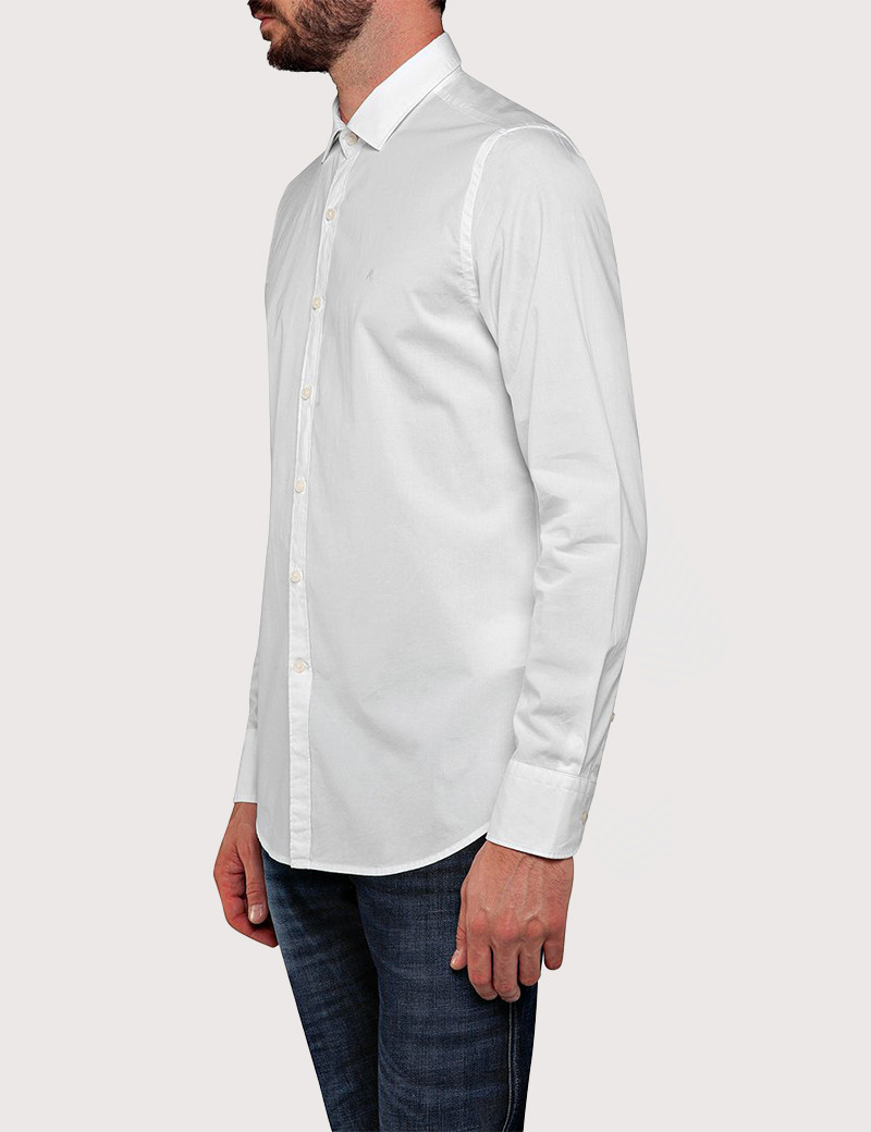 REPLAY CHEMISE SLIM MANCHES LONGUES HOMME BLANCHE