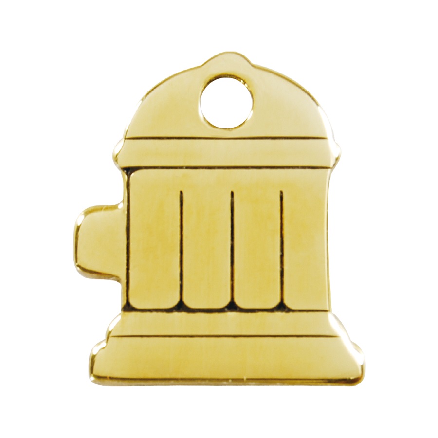 Placa de identificação para cães em formato de hidrante de latão