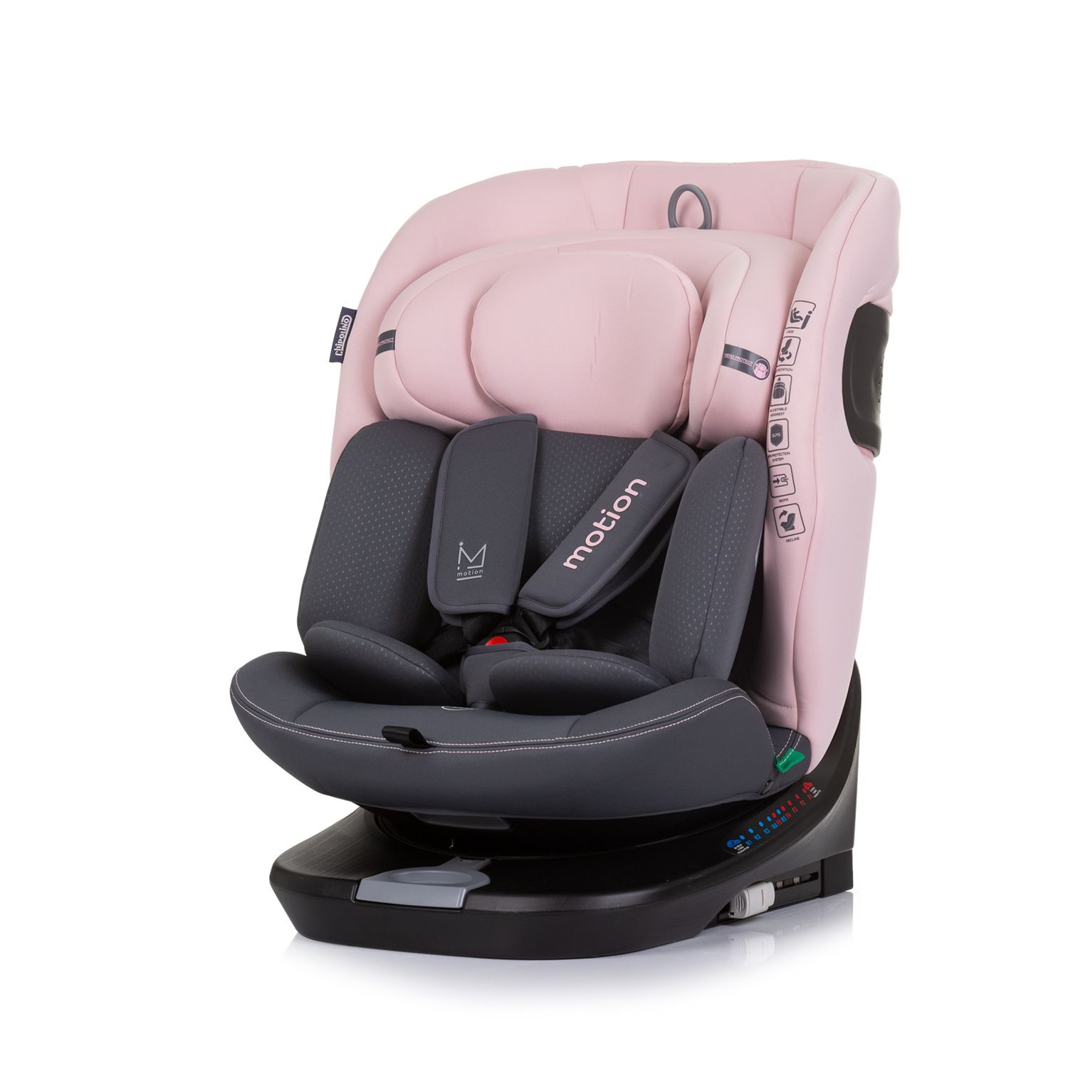 Chipolino i-Size Kindersitz Motion (40 - 150 cm) Isofix 360° drehbar verstellbar rosa