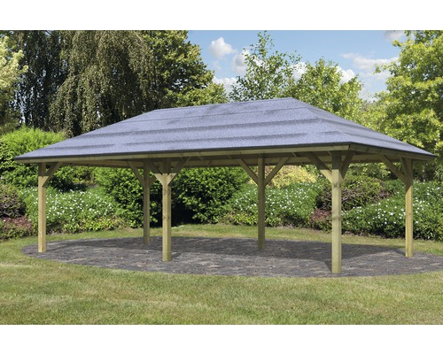 Enkele carport Karibu Kerben 2 592x338 cm drukgeïmpregneerd