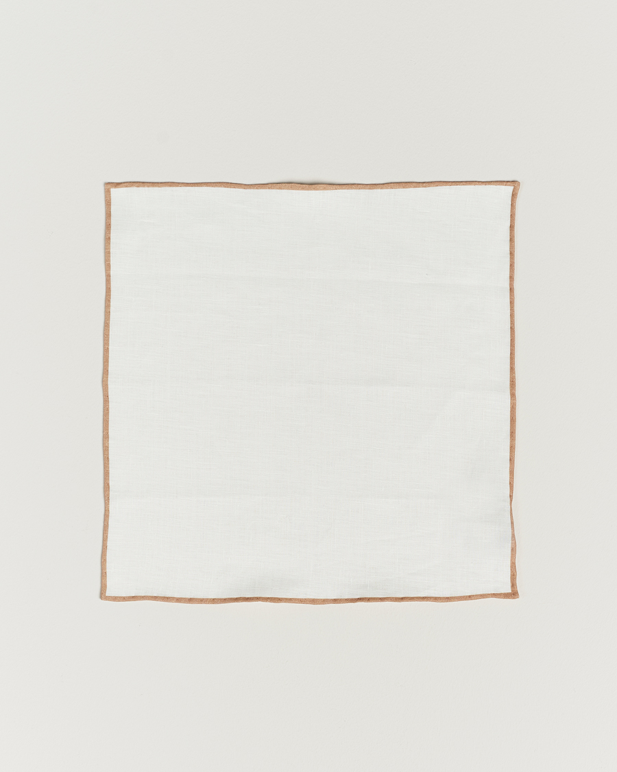 Amanda Christensen Linen Paspoal Pocket Square Sand/White