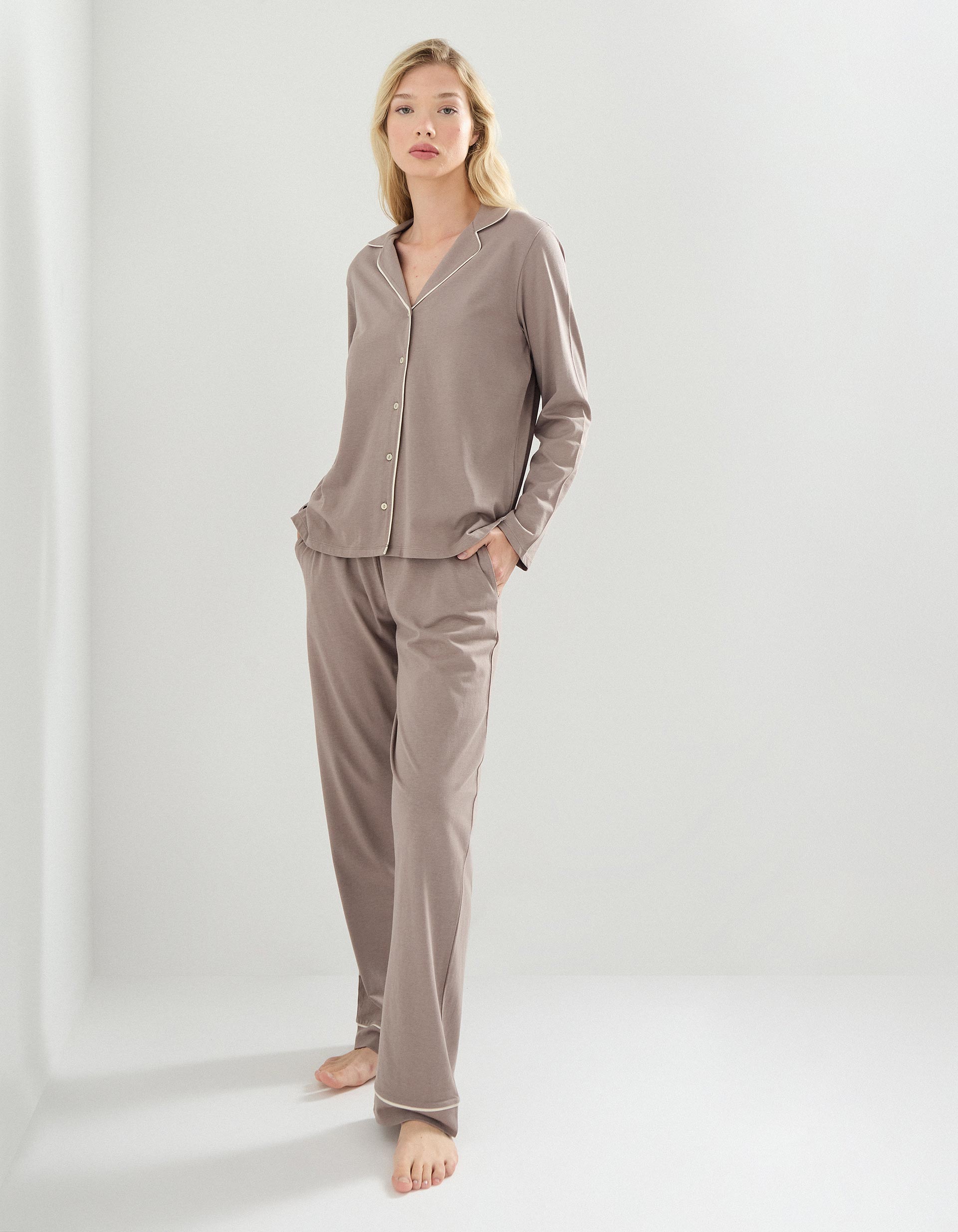 Pijama Jersey, Mulher, Cinzento