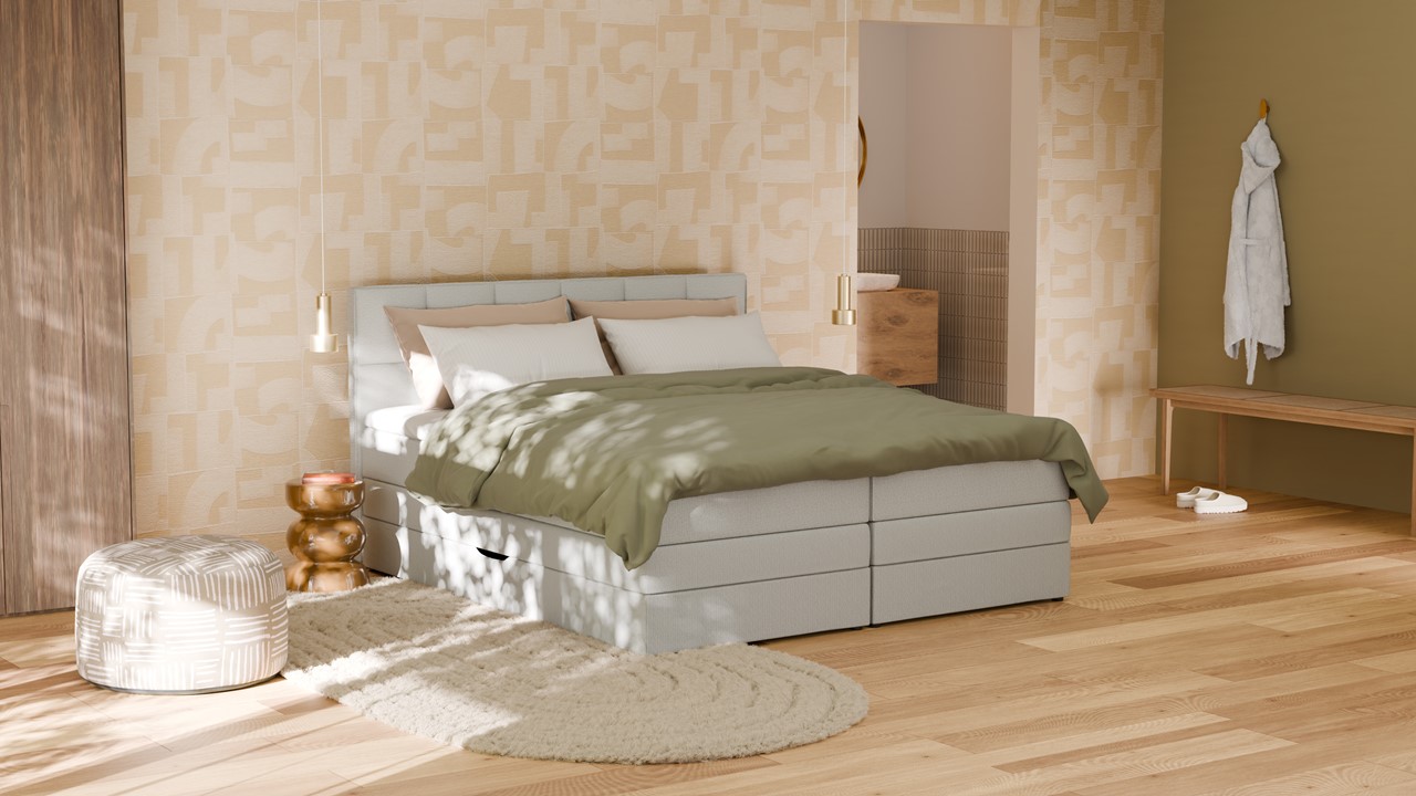 Opbergboxspring Jade - Bold touch ash grey