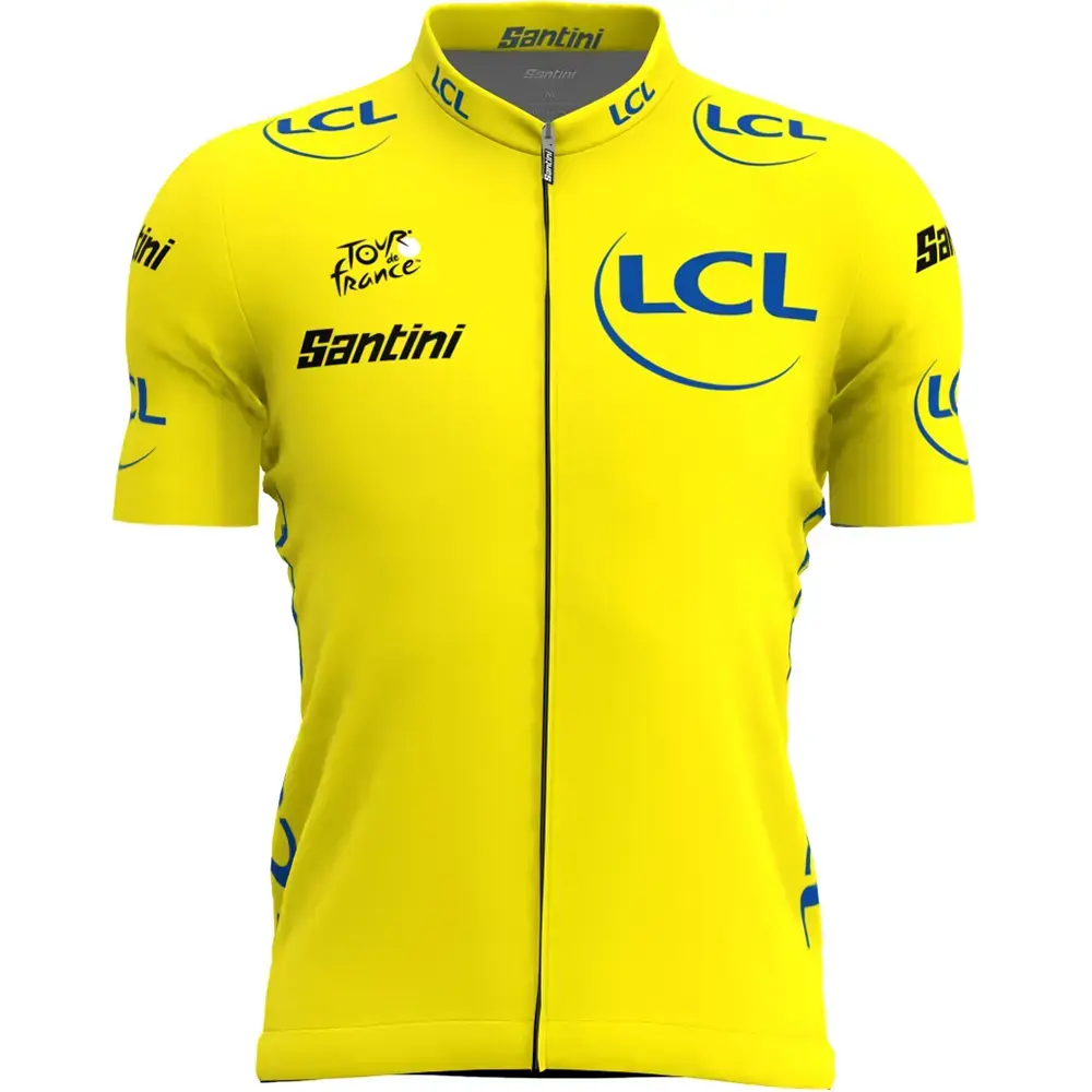 Santini Overall Leader Tour de France Fietsshirt Korte Mouwen Geel Heren