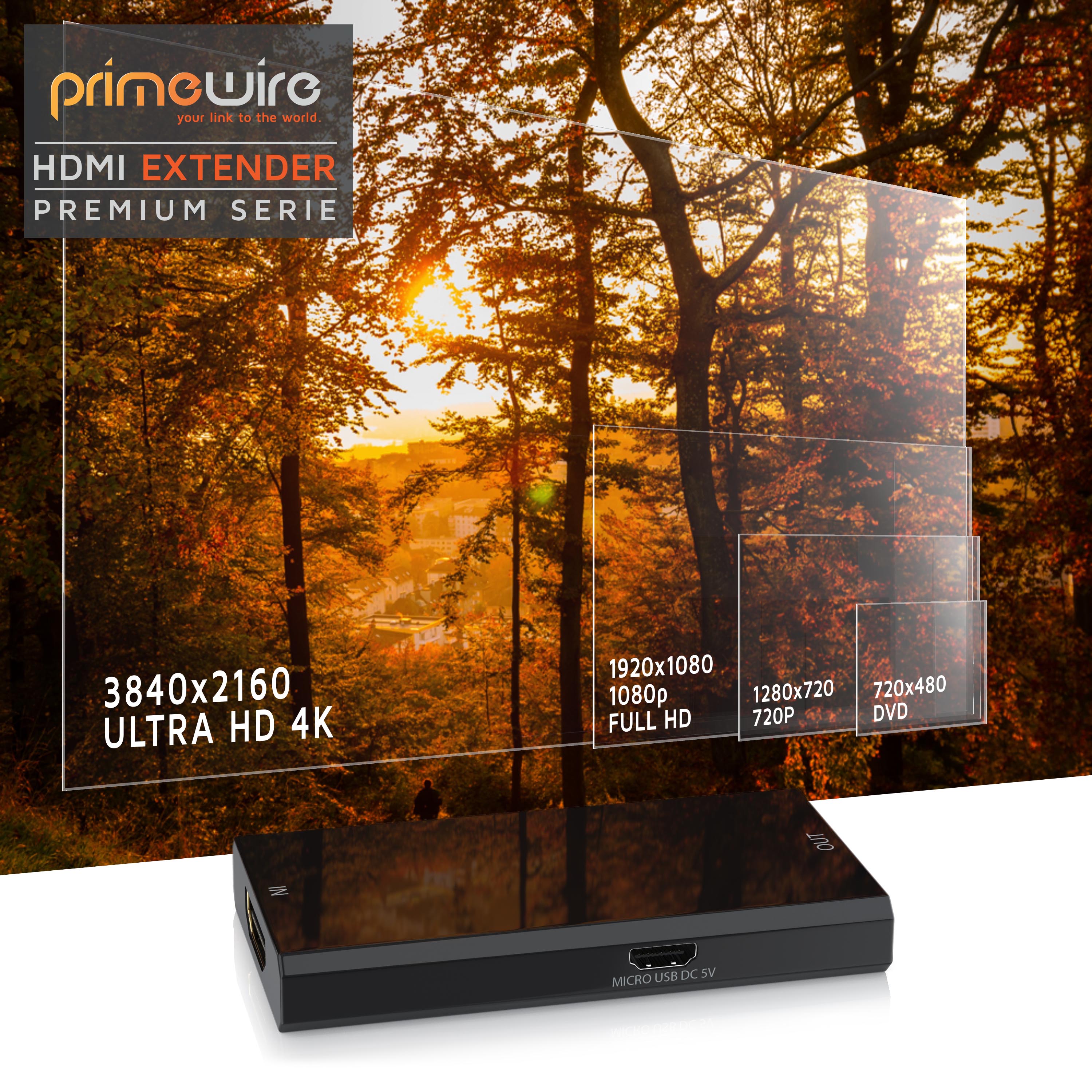 Primewire HDMI 2.0b Extender / Verstärker UHD 2160p 60Hz, HDMI-Buchse zu HDMI-Buchse