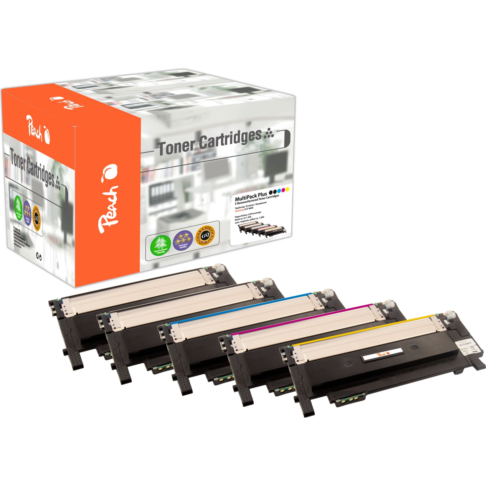 Peach S4045 Toner (2*bk, c/m/y) ersetzt Samsung CLT-P404C, SU365A für z.B. Samsung Xpress C 480 W, Samsung Xpress C 430, Samsung Xpress C 480 (wiederaufbereitet)