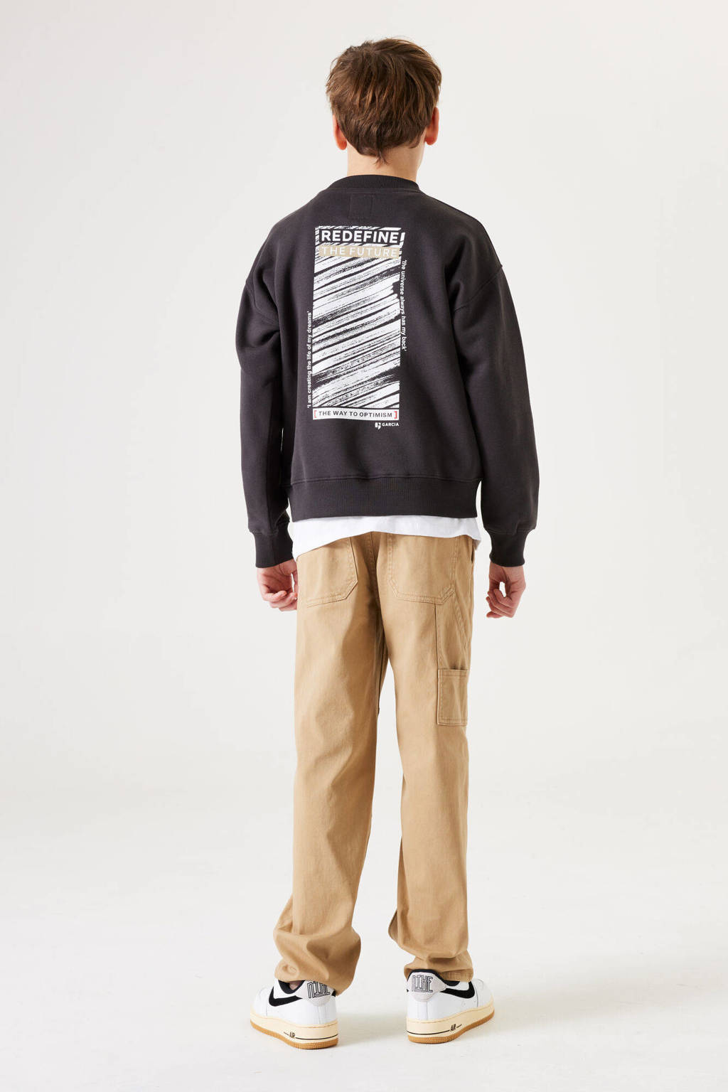 Garcia sweater met backprint donkergrijs