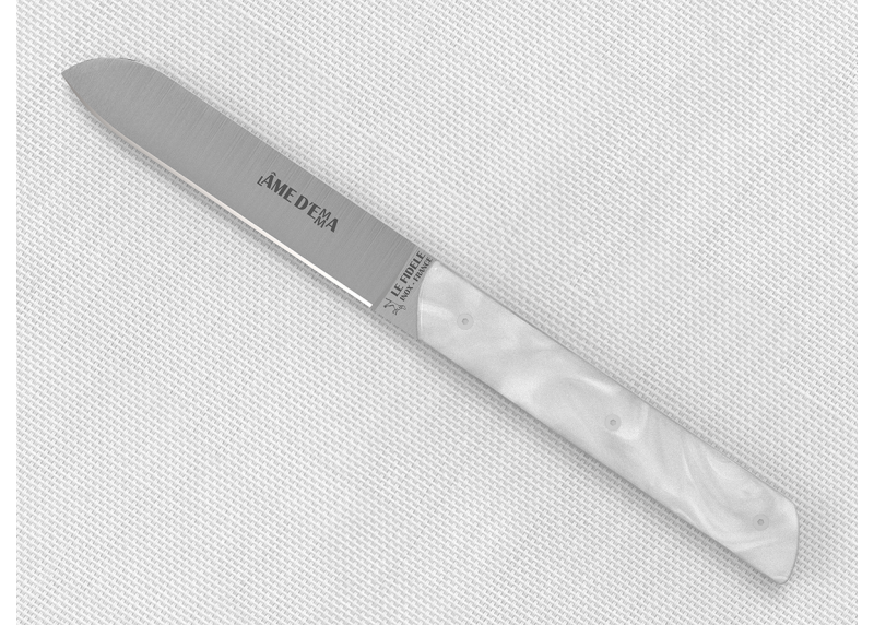 Service de 6 couteaux de table avec un manche en Madreperlato Blanc et lame en acier inoxidable