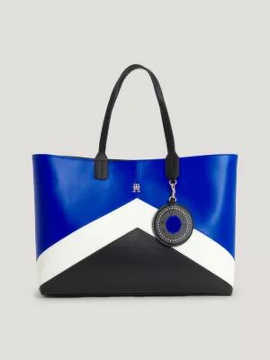 Bolsa tote icônica com monograma TH em padrão chevron