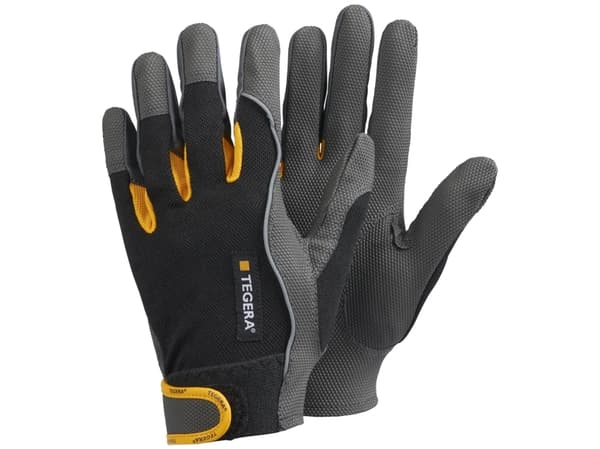 Ejendals TEGERA 9120, Verkstedhansker, Sort, Grå, Gult, Voksen, Voksen, Ripebestandig, Nylon, Polyester, Polyurethan